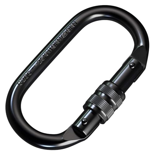 Karabiner mit Verschluss aus Edelstahl, Kettengliedschäkel, Karabiner for Klettern, ovale Schraubverschlussfeder, Schlüsselanhänger, Clip, Hakenschnalle(All Black) von QWFVHJ
