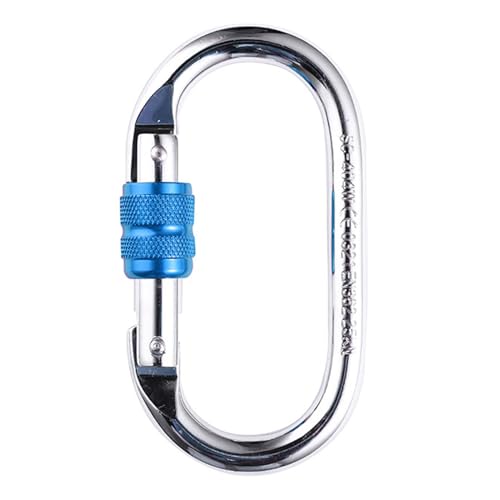Karabiner mit Verschluss aus Edelstahl, Kettengliedschäkel, Karabiner for Klettern, ovale Schraubverschlussfeder, Schlüsselanhänger, Clip, Hakenschnalle(Blue Nut) von QWFVHJ