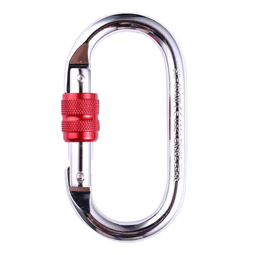 Karabiner mit Verschluss aus Edelstahl, Kettengliedschäkel, Karabiner for Klettern, ovale Schraubverschlussfeder, Schlüsselanhänger, Clip, Hakenschnalle(Red Nut) von QWFVHJ