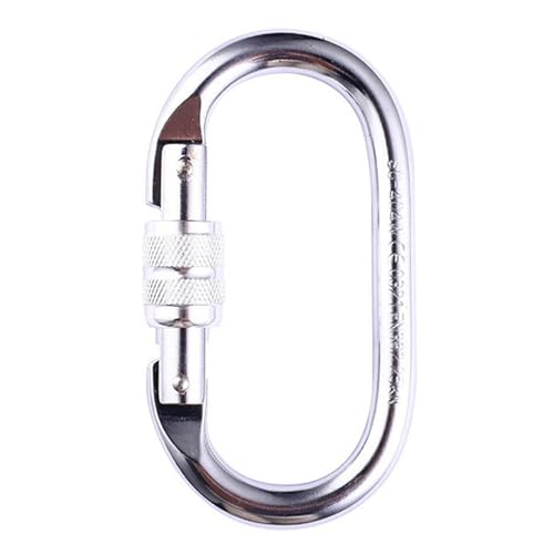 Karabiner mit Verschluss aus Edelstahl, Kettengliedschäkel, Karabiner for Klettern, ovale Schraubverschlussfeder, Schlüsselanhänger, Clip, Hakenschnalle(Silver Nut) von QWFVHJ