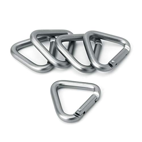 Karabinerhaken aus Edelstahl mit Kettenglied, 5 Stück for Dreieckkarabiner, Outdoor, Camping, Wandern, Schlüsselanhänger, Haken, Kesselschnalle, Zubehör, Dreieck(Gray) von QWFVHJ