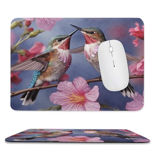 Mauspad mit Kolibri-Motiv, rutschfeste Gummiunterseite, wasserdicht, Schreibtischunterlage für Computer, Laptop, 24 x 20 cm von QWJKM