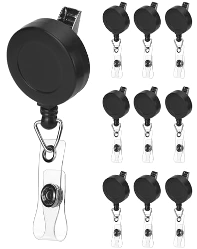 QWORK® 10 Stück Ausziehbar Ausweishalter mit Clip, Schlüsselband Ausziehbar, Schlüsselrolle, Kabellänge 70cm von QWORK