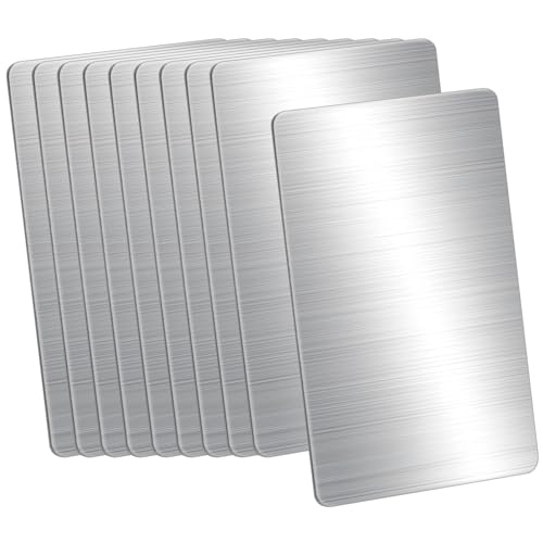 QWORK® 10 Stück Edelstahl Rohlinge Namenskarte Visitenkarte, 8x5x0,1 cm, Gebürstete Oberfläche, Lasergravierte Visitenkarte für Haus & Büro von QWORK