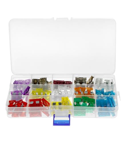 QWORK® 180 Stück Auto Sicherungen Set, 2A-40A Kfz-Sicherungen Gemischt, Mini-Standard-Autosicherung mit Farbcodierung, für Autos, Wohnmobile, Motorräder von QWORK