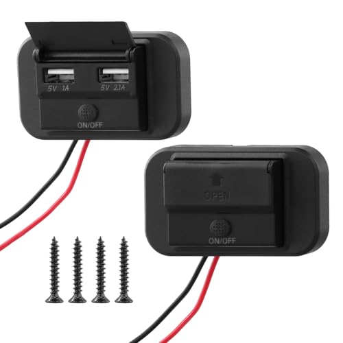 QWORK® 2 Stück Dual USB Ladebuchse, USB Auto Steckdose 5 V/1 A + 5 V/2.1 A, für 12 V/24 V Autos, Boote, Motorräder, LKWs von QWORK