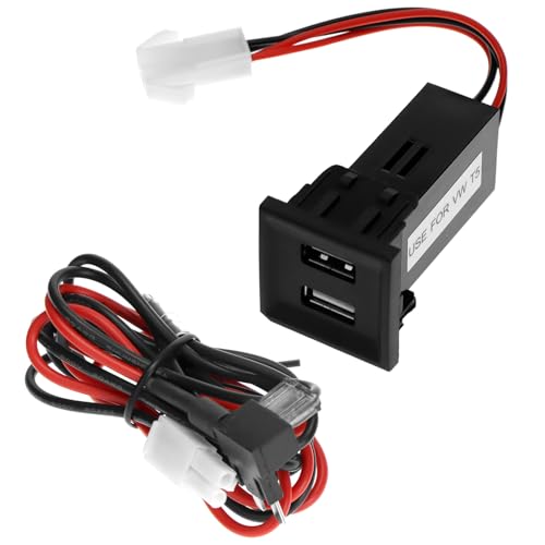 QWORK® 2 Stück Dual USB Ladegerät Geeignet für VW T5 (2003–2009),2X 2.1A USB Ports mit Piggy Back Sicherung Kabelbaum von QWORK