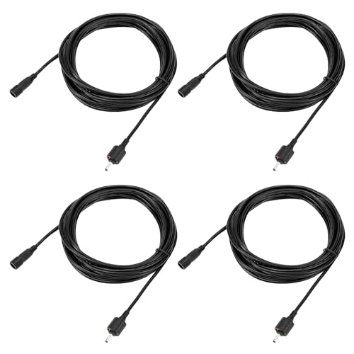 QWORK® 4 Stück 4m Verlängerungskabel für Gartenleuchte Außenleuchten – 22AWG - Wasserdicht IP65 - DC Schnittstelle 3,5 × 1,35 mm von QWORK