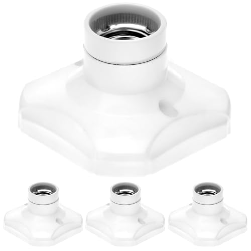 QWORK® 4 Stück E27 Lampenfassung, E27-Schraubfassung mit Keramik- und flammhemmendem Sockel, AC 220 V Glühbirnenfassung, für LED-Glühbirnen von QWORK