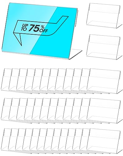 QWORK® 40 Stück Mini Acryl Etikettenhalter, Tischaufsteller Namenskarten- und Preisschildhalter (8 x 5 cm) von QWORK
