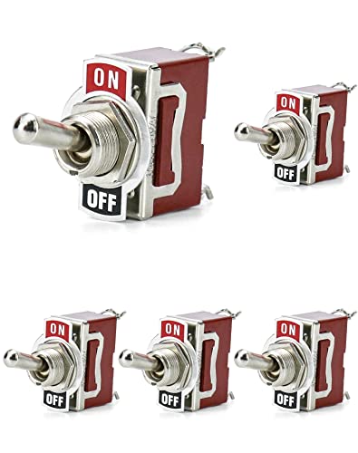 QWORK® 5 Stück Hochleistungs Kupfer Kippschalter Toggle Switch SPST 2 Terminal Pin EIN/AUS 20A 125V / 15A 250V zum Auto KFZ LKW Boot von QWORK