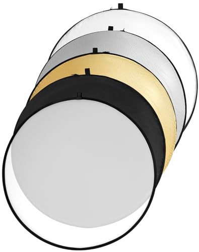 QWORK® 5 in 1 Reflektor Fotografie Set, 80 cm Durchmesser, faltbar, für Studio & außenfotografie, durchscheinend, Silber, Gold, weiß und schwarz von QWORK