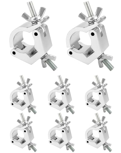QWORK® 8er Pack Traverse Klemmen - 30-36mm - 100kg Kapazität - Aluminiumlegierung Klemmen für Bühnenlicht Scheinwerfer Moving Head Beleuchtung von QWORK