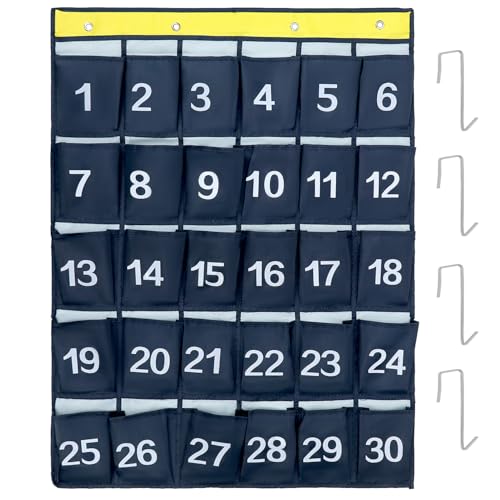 QWORK® Aufbewahrungstasche mit 30 Taschen - Platzsparender Handyhalter und Organizer (Marineblau, 79 x 60 cm) von QWORK