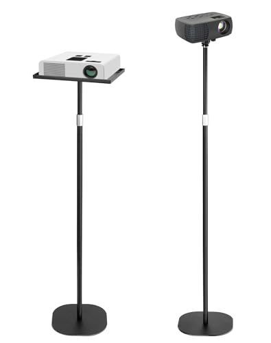 QWORK® Stehpul Höhenverstellbar 60-120 cm, Platzsparender Laptop Ständer Projektorständer mit 1/4'' Kugelkopf für Laptop, Projektor, Kamera von QWORK
