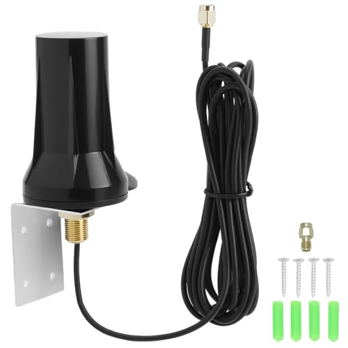 QWORK® Universelle Outdoor 5G 4G LTE Antenne - 12dBi hohe Verstärkung Vertikale Polarisation, SMA-Stecker mit 3 m Kabel - für Router, Gateways, Anhängerkameras von QWORK