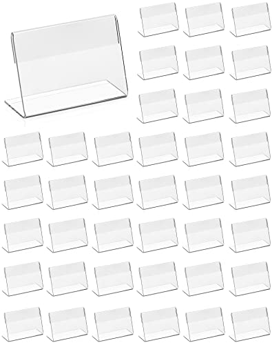QWORK 40 Stück Acryl Etikettenhalter, Klein Namenskarten Halter Visitenkarten Display für Büro Schulen Shop Einkaufszentren (6 x 4 cm) von QWORK