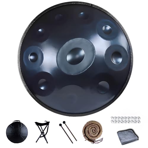 Handpan 55,9 cm D-Moll Kurd Handpan 10 Noten Handpan Drum Instrument für professionelle Leistung, 440HZ Sound Handpan Drums für Erwachsene (Lila-10 Noten) von QWPDWA