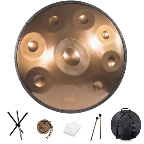 QWPDWA 22 Zoll Handpan Drum D Moll 9/10/12 Noten Stahl Hand Drum 440Hz Hand Pan Drums für Familie und Freunde Klangheilung Gold 12 Noten QWPDWA 22 Zoll Handpan Drum D Moll 9/10/12 Noten Stahl Hand Drum 440Hz Hand Pan Drums für Familie und Freunde Klangheilung Gold 12 Noten von QWPDWA
