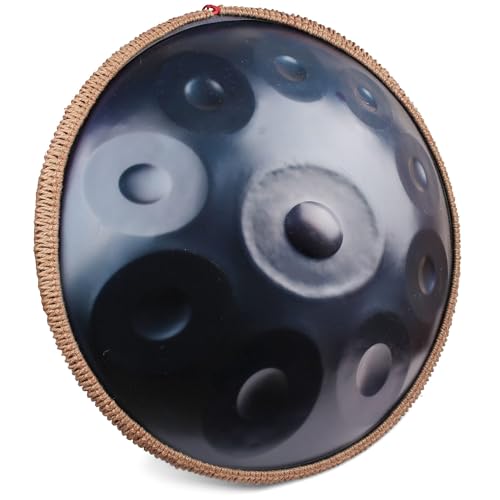 QWPDWA 440 Hz Handpan-Trommel in D-Moll Stahlhandtrommel, weiche Handpfannentasche, Handpan-Schlägel, Handpan-Ständer, staubfreies Tuch, 55,9 cm, 10 Noten (Farbe: 440 HZ-Blau, Größe: 10 Noten) von QWPDWA