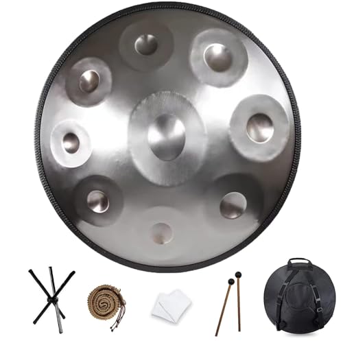 QWPDWA Handpan Drum, 440Hz Hand Pan Drum Percussion Instrument für Klangheilung und persönliche Meditation, 22 Zoll 9/10/12 Noten Stahl Zungentrommel mit allem Zubehör Silber 10 Noten QWPDWA Handpan Drum, 440Hz Hand Pan Drum Percussion Instrument für Klangheilung und persönliche Meditation, 22 Zoll 9/10/12 Noten Stahl Zungentrommel mit allem Zubehör Silber 10 Noten von QWPDWA