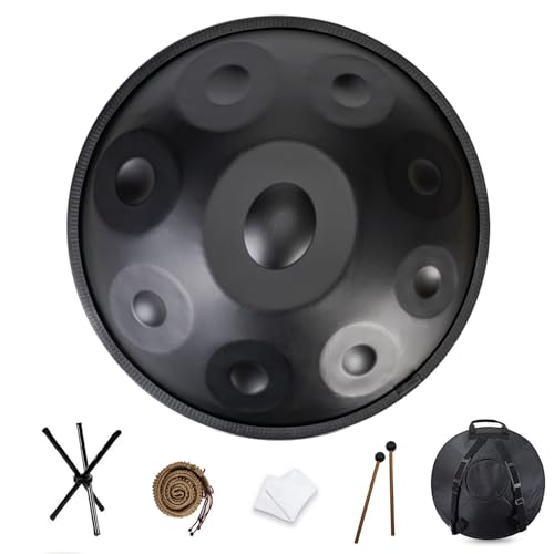 QWPDWA Handpan Schlagzeug Instrument in D-Moll 22 Zoll Steel Hand Pan Drums, 440Hz Steel Drum Hand Pan, mit Handpan Tasche, Schlagzeugstativ, für Professionelle Audioproduktion Schwarz 9 Noten QWPDWA Handpan Schlagzeug Instrument in D-Moll 22 Zoll Steel Hand Pan Drums, 440Hz Steel Drum Hand Pan, mit Handpan Tasche, Schlagzeugstativ, für Professionelle Audioproduktion Schwarz 9 Noten von QWPDWA