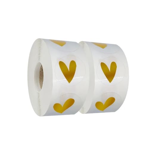 Einfache Aufkleber 100-500 Stück 1 Zoll goldener Herzaufkleber for Produkt schöne Geschenkversiegelung Dekoration Versorgung transparentes wasserdichtes Verpackungsetikett(100pcs 2.5cm) von QWWQYDY