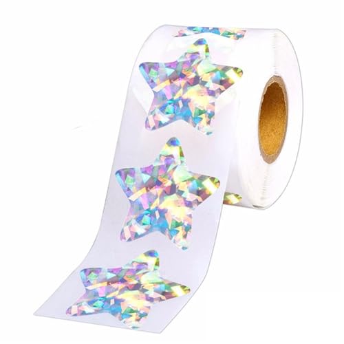 Einfache Aufkleber 100–500 Stück silberne Sternaufkleber for Kinder, 2,5 cm große Foliensternaufkleber, Etiketten for Wanddekoration, Unterrichtsbedarf(QY2460-100pcs) von QWWQYDY