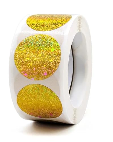 Einfache Aufkleber 100-500 stücke Gold Glitter Versiegelung Label Runde Laser Aufkleber Party Handgemachte Nette Umschlag Business Label Stationäre(Gold,500PCS) von QWWQYDY