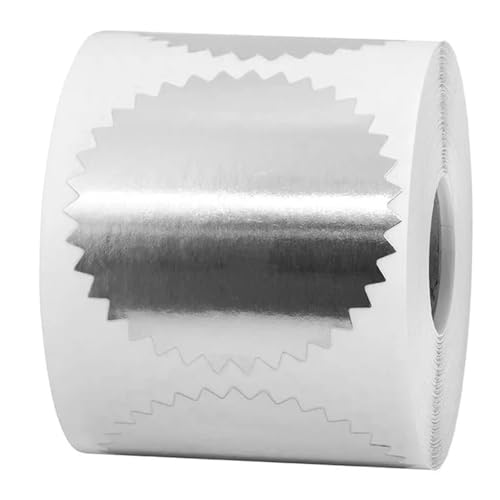 Einfache Aufkleber 200/500 Stück/Rolle 50 mm Silber-Gold-Prägeaufkleber for Prägestempel, individuelle Blanko-Prägesiegeletiketten for Selbermachen von Einladungskarten(5cm 200pcs B) von QWWQYDY