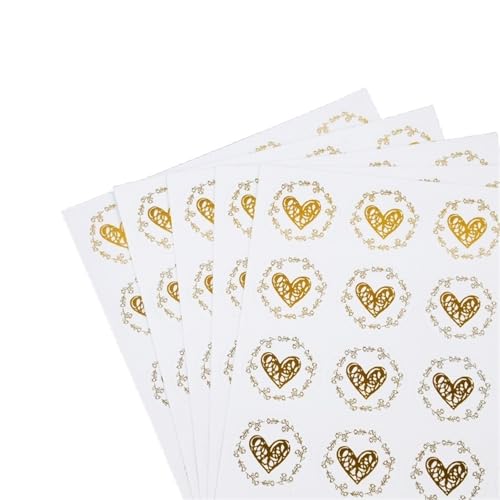 Einfache Aufkleber 200 Stück Bronzing Transparente Versiegelungsaufkleber Liebe Herz Rund Gold Silber Umschlag Bonbontüte Label for Backen Geschenk DIY Dekoration(200pcs-gold2) von QWWQYDY