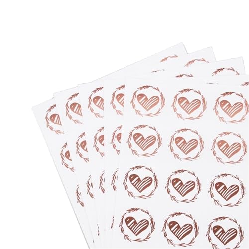 Einfache Aufkleber 200 Stück Bronzing Transparente Versiegelungsaufkleber Liebe Herz Rund Gold Silber Umschlag Bonbontüte Label for Backen Geschenk DIY Dekoration(200pcs-rosegold2) von QWWQYDY