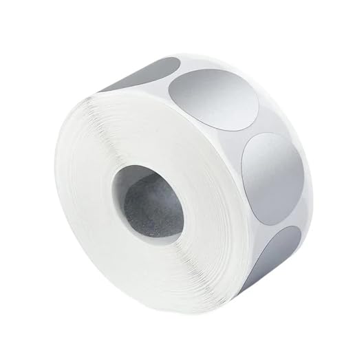 Einfache Aufkleber 300 Stück Rubbelaufkleber, runde Etiketten, Aufkleber, Gold/Silber, DIY, handgefertigt, for Spiele, Rubbelaufkleber, Etiketten, Partyzubehör(300PCS-Silver) von QWWQYDY