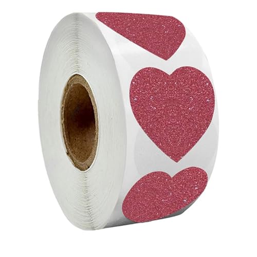 Einfache Aufkleber 50–300 Stück rote dekorative Geschenkaufkleber mit Glitzerherzen, Etiketten for Valentinstagskarten, Umschläge, Geburtstagspartys(QY1636-100PCS) von QWWQYDY