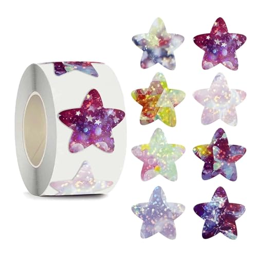Einfache Aufkleber 50-500 STÜCKE Selbstklebende Stern Raum Aufkleber Belohnung Dekorative Geschenke Mit Aufkleber Etiketten 1 Zoll(White) von QWWQYDY