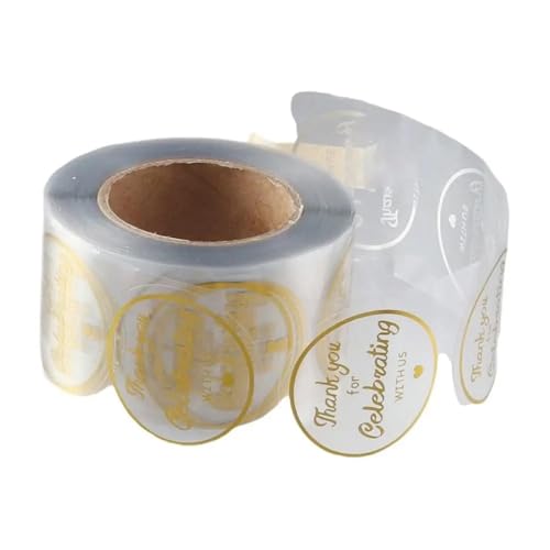 Einfache Aufkleber 500 Stück „Danke, dass Sie mit uns gefeiert haben“-Aufkleber, 3,8 cm große, runde, transparente Aufkleberrolle aus Goldfolie for Versiegeln von Geschenken, Partydeko Einfache Aufkleber 500 Stück „Danke, dass Sie mit uns gefeiert haben“-Aufkleber, 3,8 cm große, runde, transparente Aufkleberrolle aus Goldfolie for Versiegeln von Geschenken, Partydeko von QWWQYDY