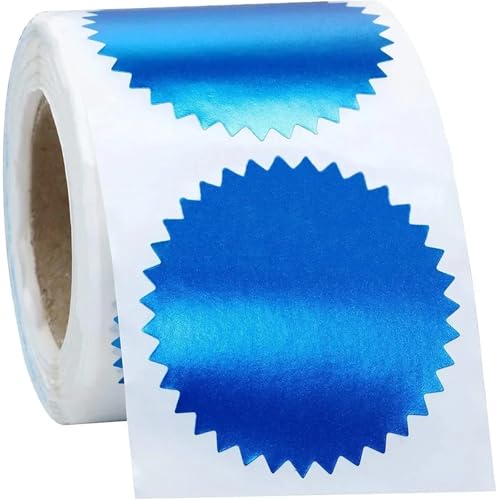 Einfache Aufkleber 500 Stück geprägte Aufkleber, 50 mm, Prägestempel, Stahlsiegel, Etikett, Zertifikat, Zahnradaufkleber for geprägte Stempel, Scrapbooking und Stempeln(Blue) von QWWQYDY