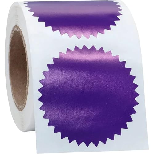 Einfache Aufkleber 500 Stück geprägte Aufkleber, 50 mm, Prägestempel, Stahlsiegel, Etikett, Zertifikat, Zahnradaufkleber for geprägte Stempel, Scrapbooking und Stempeln(Purple) von QWWQYDY