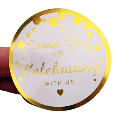 Einfache Aufkleber 60 Stück goldene Dankeschön-Aufkleber, 5,1 cm, „Danke, dass Sie mit uns feiern“, rund, Kreis, Geschenketiketten, Aufkleber Einfache Aufkleber 60 Stück goldene Dankeschön-Aufkleber, 5,1 cm, „Danke, dass Sie mit uns feiern“, rund, Kreis, Geschenketiketten, Aufkleber von QWWQYDY