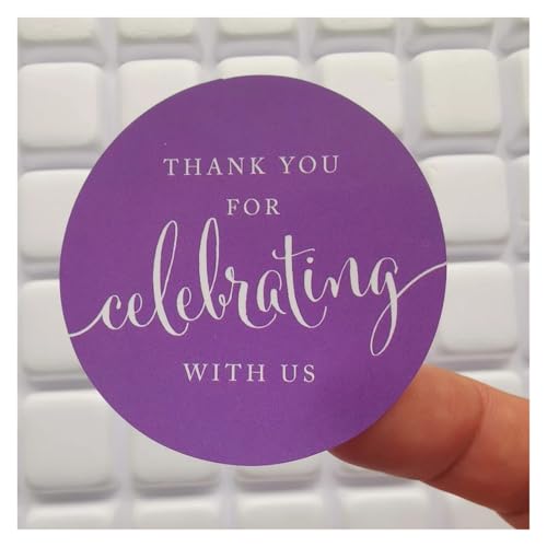 Einfache Aufkleber 60 stücke Kreis Geschenk Label Aufkleber 2 zoll Danke for Feiern mit Uns Runde Dank Label Party Favors Aufkleber(PURPLE) von QWWQYDY