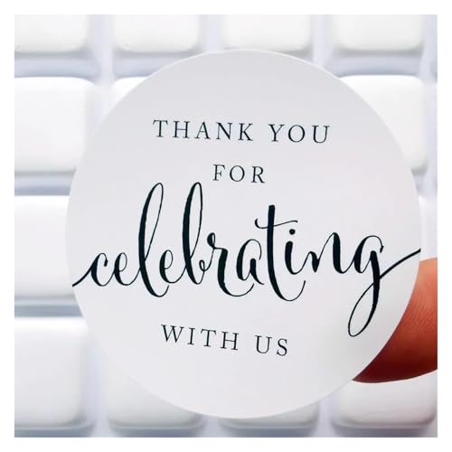 Einfache Aufkleber 60 stücke Kreis Geschenk Label Aufkleber 2 zoll Danke for Feiern mit Uns Runde Dank Label Party Favors Aufkleber(WHITE) von QWWQYDY
