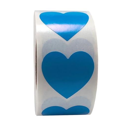 Einfache Aufkleber Herzform von Rot Aufkleber Siegeletiketten 50-500 Stück Etiketten Aufkleber Scrapbooking for Paket Hochzeitsdekoration Schreibwarenaufkleber(YH201Blue-100pcs) von QWWQYDY