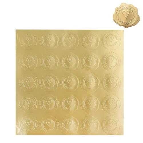 Einfache Aufkleber Selbstklebende goldgeprägte Herzaufkleber Siegeletiketten Hochzeitseinladungskarten Umschlagdekoration Weihnachtsgeschenk DIY Dekor(Golden heart,2 Sheets(50pcs)) von QWWQYDY