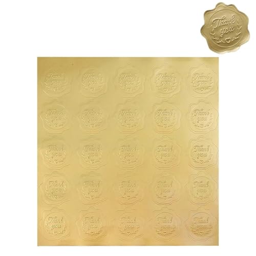 Einfache Aufkleber Selbstklebende goldgeprägte Herzaufkleber Siegeletiketten Hochzeitseinladungskarten Umschlagdekoration Weihnachtsgeschenk DIY Dekor(Thank you,8 Sheets(200pcs)) von QWWQYDY