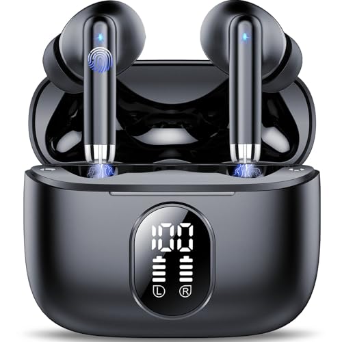 Bluetooth Kopfhörer, Kopfhörer Kabellos Bluetooth 5.4 Sport In Ear Kopfhörer Bluetooth mit 4 ENC Mics, 40 Std Kabellose Kopfhörer Tiefer Bass Earbuds mit LED-Anzeige, IP7 Wasserdicht Ohrhörer, USB-C von QXQ