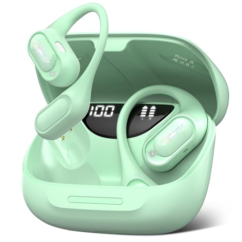QXUFV Bluetooth Kopfhörer Sport, in Ear Kopfhörer Kabellos Bluetooth 5.4 mit HD Mic, Herausragender Sound, 48 Std Spielzeit, Comfort Fit, Dual LED-Anzeige, IP7 Wasserdicht Ohrhörer mit Ohrhaken von QXUFV
