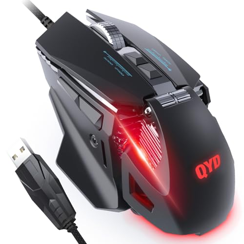 QYD Gaming Maus RGB LED PC Maus Kabel, 7200 DPI Einstellbarer Anpassbare Gewichte Gaming Mäuse Gewichtstuning, 7 Programmierbare Tasten Laptop Computer Ergonomische USB Gaming Mouse mit 1,67m Kabel QYD Gaming Maus RGB LED PC Maus Kabel, 7200 DPI Einstellbarer Anpassbare Gewichte Gaming Mäuse Gewichtstuning, 7 Programmierbare Tasten Laptop Computer Ergonomische USB Gaming Mouse mit 1,67m Kabel von QYD
