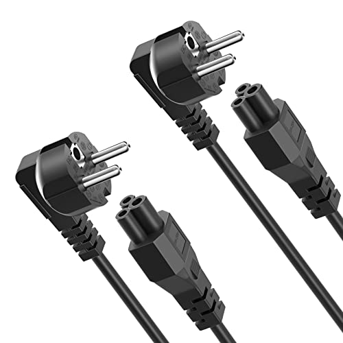 QYD Netzkabel 3 polig (2 Stück 1,8m) C5 Stromkabel Laptop Micky-Maus Stecker Laptop Netzteilkabel Power Cable für Kleeblatt Originalkabel Ladekabel Notebook-Netzteil TV Monitor HP Epson Canon Druckers von QYD