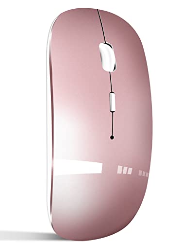 QYFP Bluetooth Maus, Wiederaufladbare Leichte Kabellose Maus Kompatibel mit MacBook Pro/Air/Android/iOS Tablet/Laptop/PC/Mac/Computer, Rosegold von QYFP
