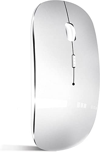 QYFP Bluetooth Maus, Wiederaufladbare Leichte Kabellose Maus Kompatibel mit MacBook Pro/Air/Android/iOS Tablet/Laptop/PC/Mac/Computer, Silber von QYFP